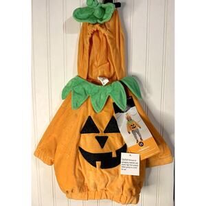 Infant Pumpkin Costume NWT Long Sleeve Hooded Pullover Jack-o’-lantern 0-6months
